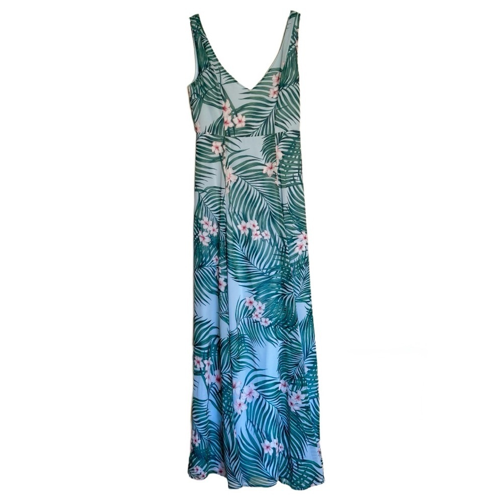 Show Me Your Mumu Tropical Floral Palm Green Pink Maxi Dress SZ X-Small Summer
